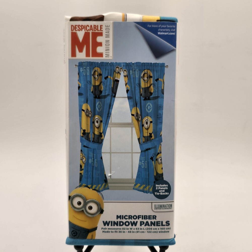 Despicable Me Minions Microfiber Window Panels Franco Blue Kids Curtains 63in